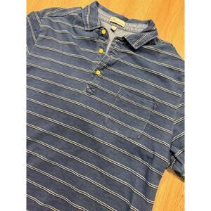 Mens Size Large Navy Blue Striped Peter Millar Polo Shirt